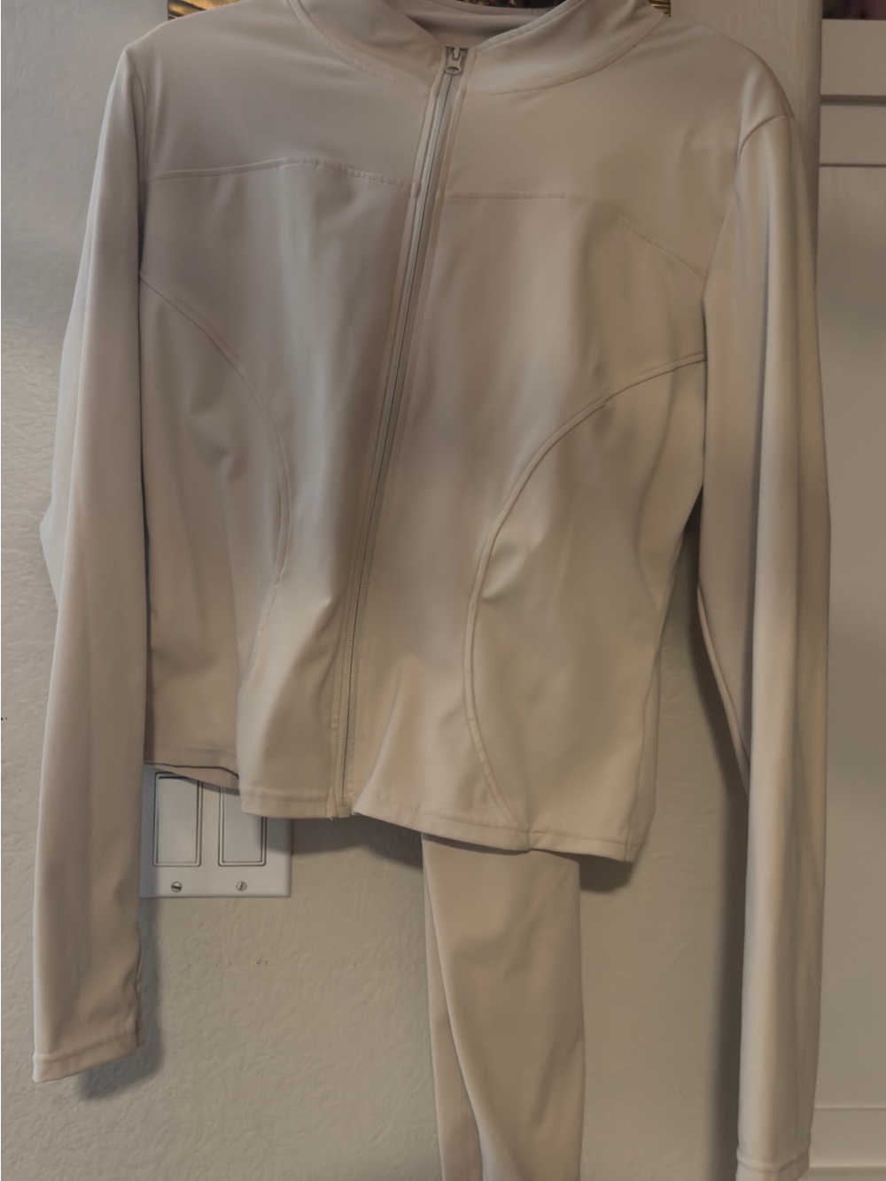 Classic Cream Zip-Front Leather Jacket for Women